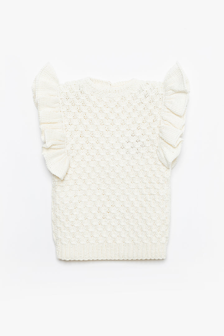 Frill Sweater Vest (mercerized cotton)